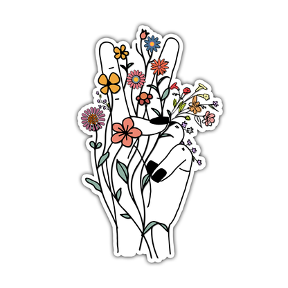 Peace Sign Wild Flowers Die Cut Sticker (1918)