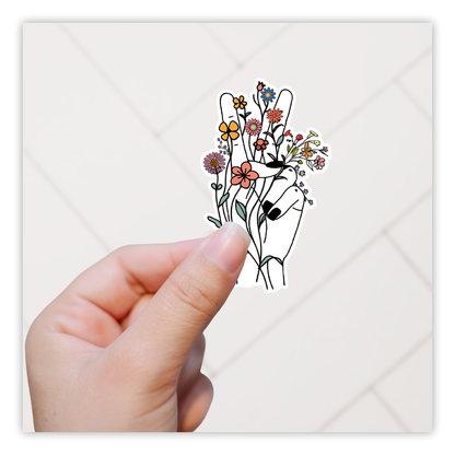 Peace Sign Wild Flowers Die Cut Sticker (1918)