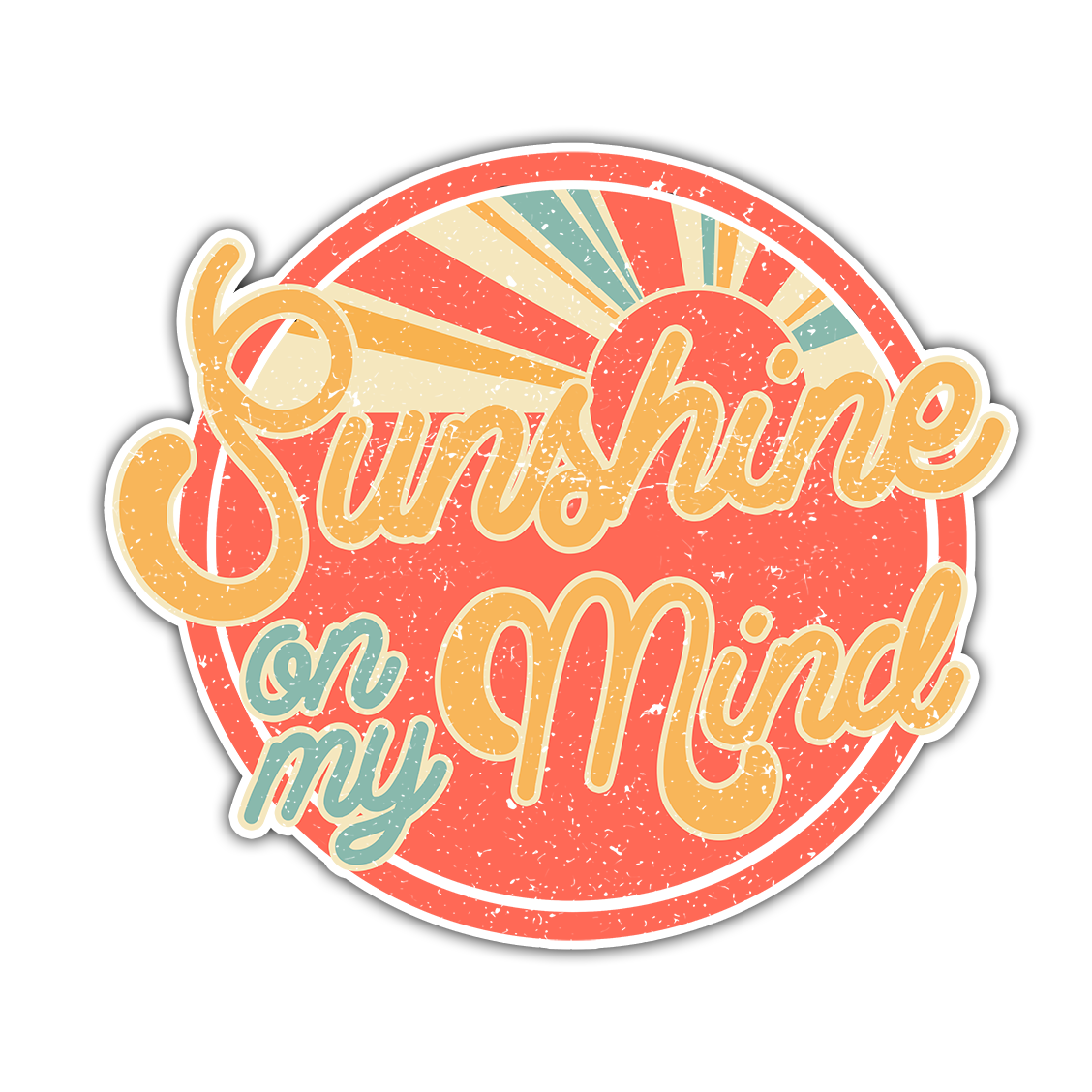 Sunshine On My Mind Retro Die Cut Sticker (1921)