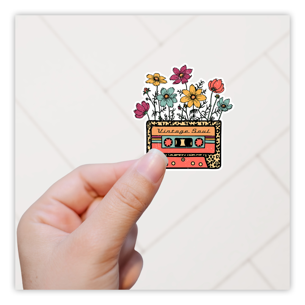 Vintage Soul Cassette Tape Wild Flowers Die Cut Sticker (1922)