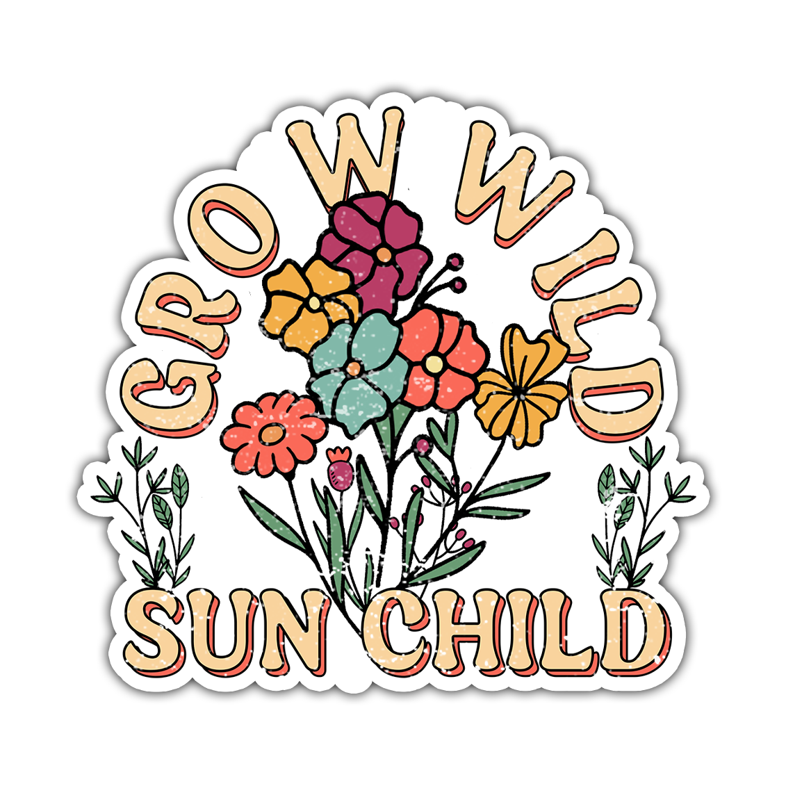 Grow Wild Sun Child Wild Flowers Die Cut Sticker (1923)