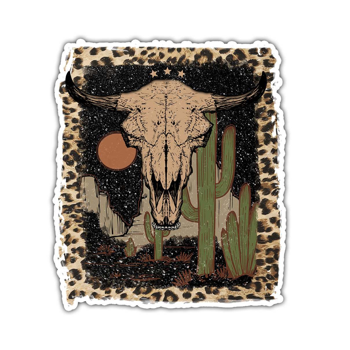 Boho Night Western Desert Steer Skull Die Cut Sticker (1926)