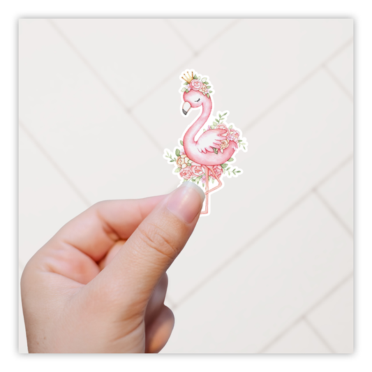Watercolor Flowery Flamingo Die Cut Sticker (1973)