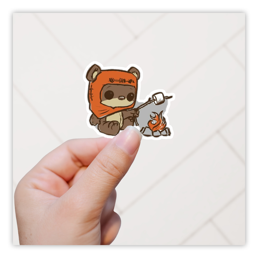 Star Wars Ewok Wicket Roasting Marshmallows Die Cut Sticker (1961)