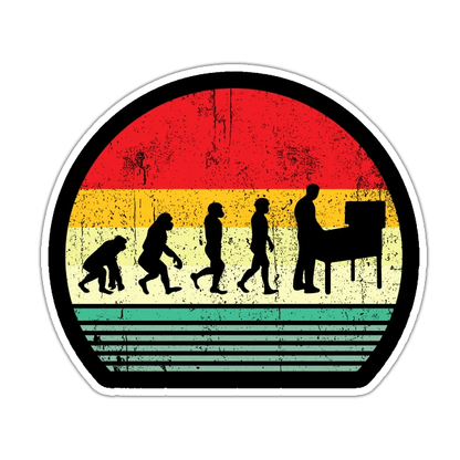 Retro Evolution Pinball Player Die Cut Sticker (1994)