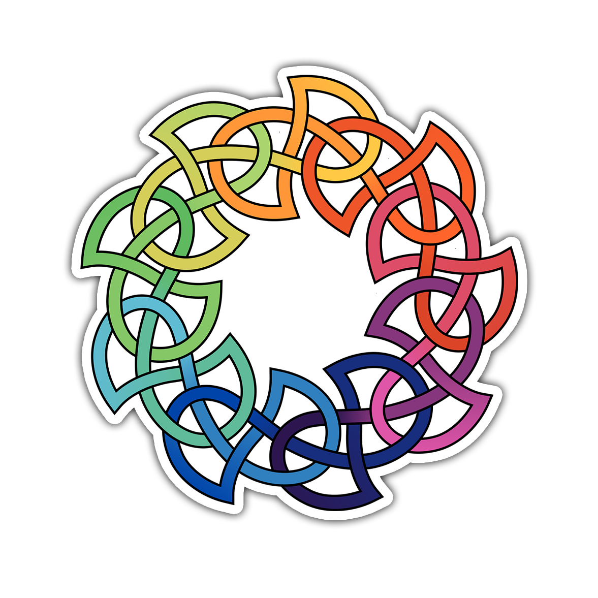 Rainbow Celtic Knot Ring Die Cut Sticker (2005)