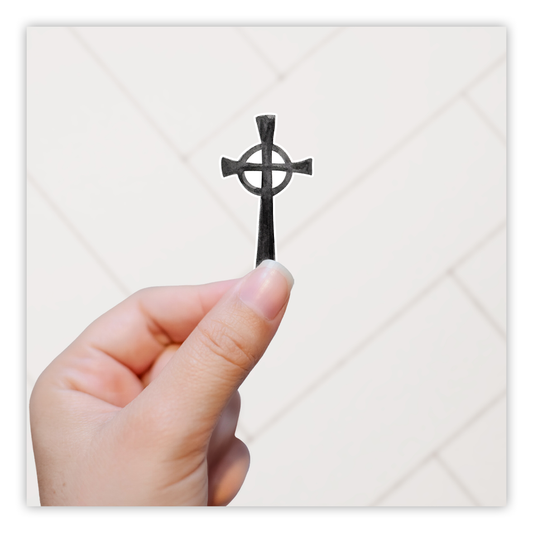 Black Watercolor Celtic Cross Die Cut Sticker (200)