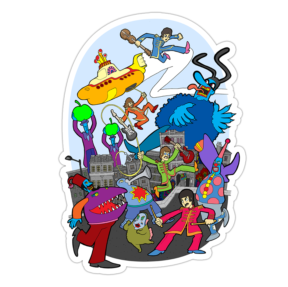 The Beatles Yellow Submarine Characters Die Cut Sticker (2010)