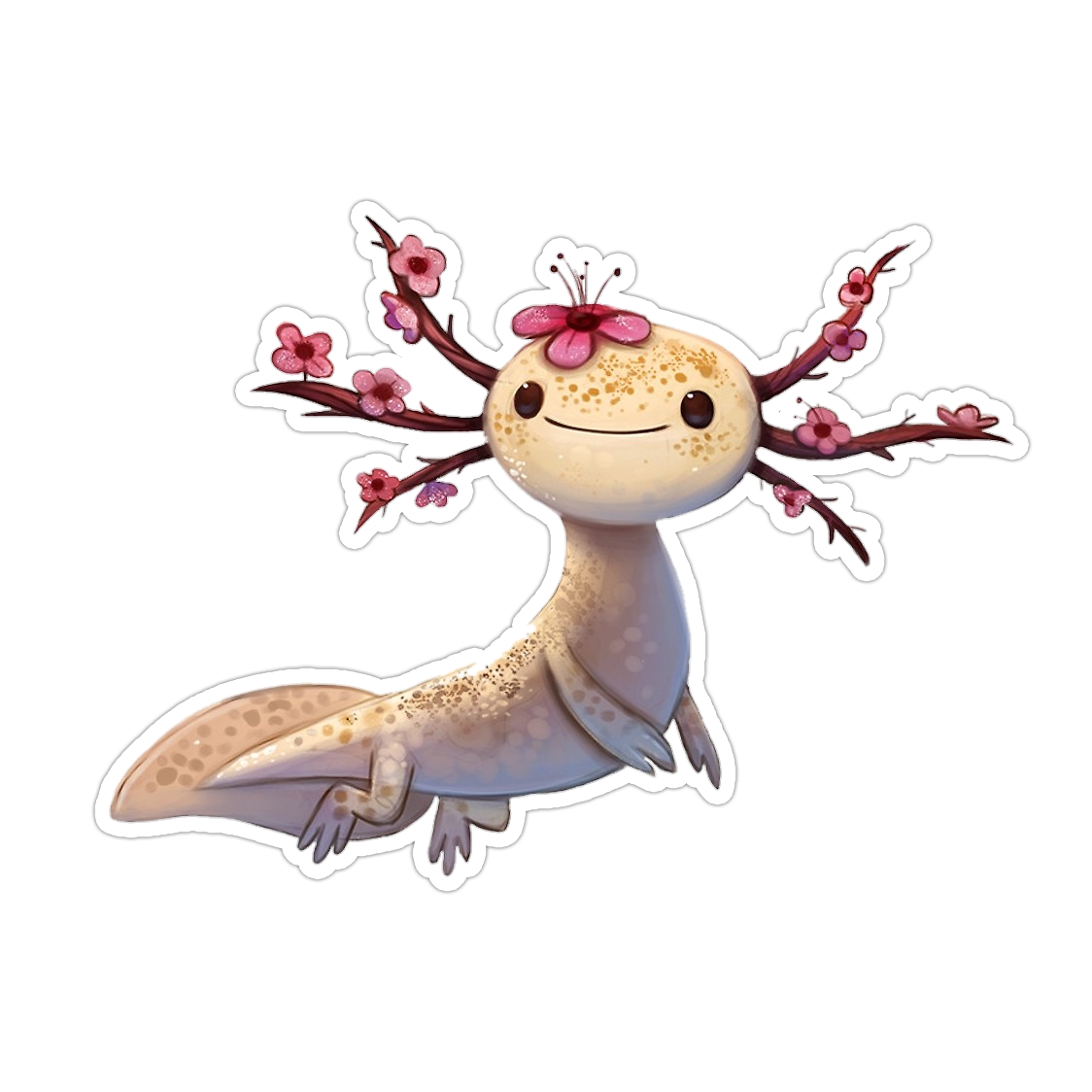 Flowery Axolotl Die Cut Sticker (2013)