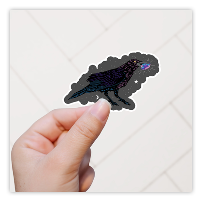 Rainbow Crystal Crow Raven Die Cut Sticker (2070)