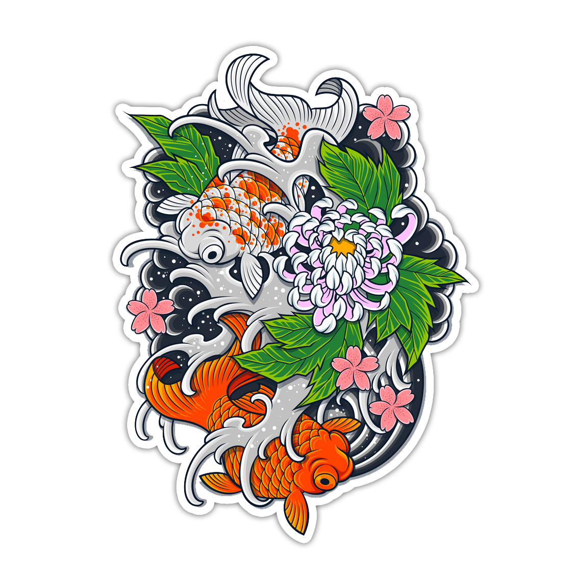 Japanese Koi Fish Tattoo Art Die Cut Sticker (2076)