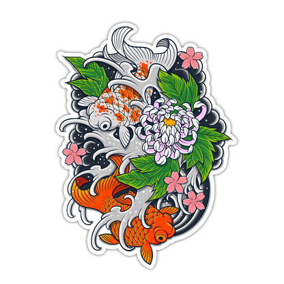 Japanese Koi Fish Tattoo Art Die Cut Sticker (2076)