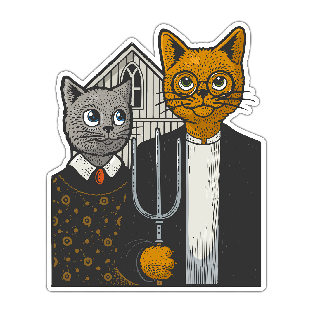 American Gothic Cats Die Cut-plakker (2079)