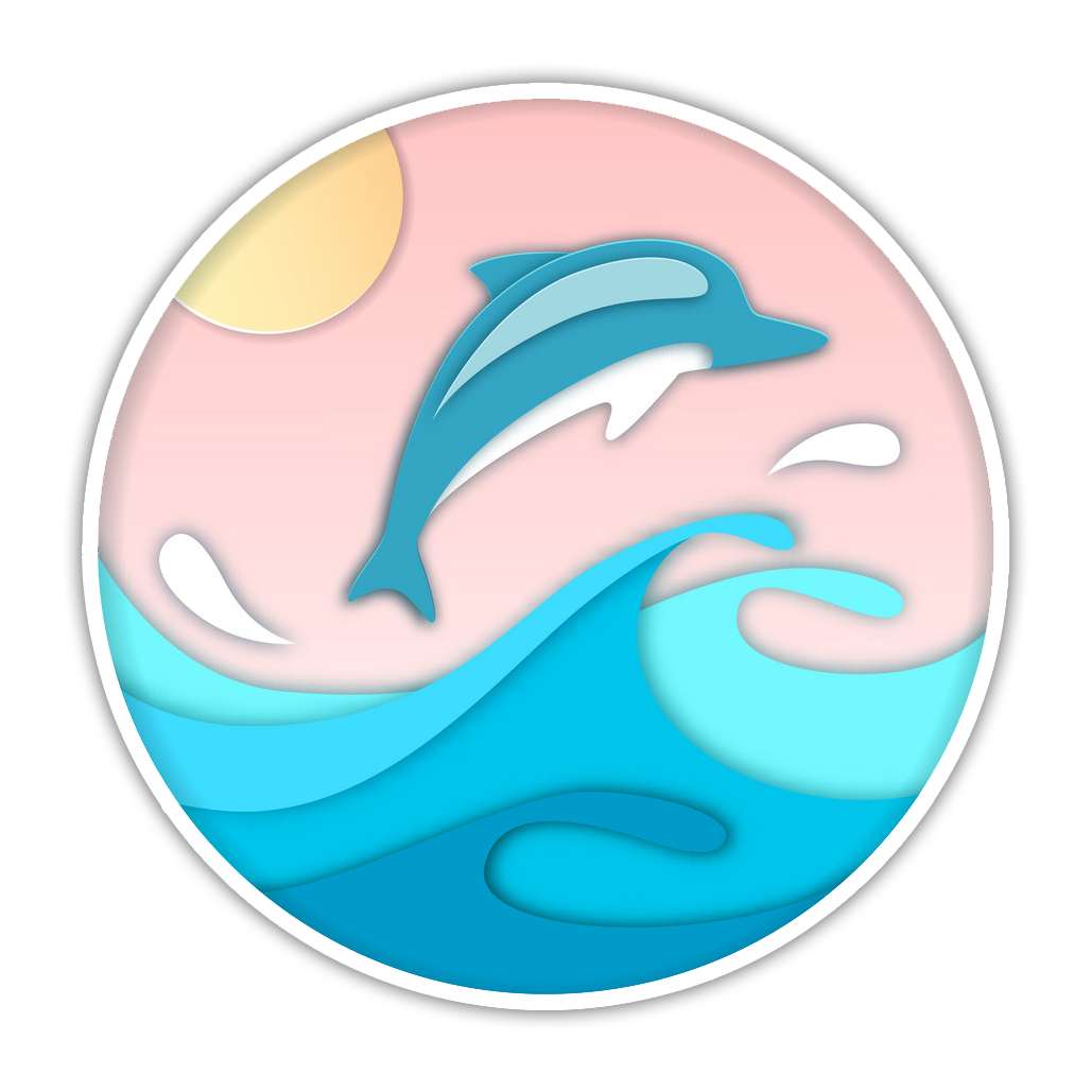 Paper Cut Dolphin Jumping Die Cut Sticker (2084)