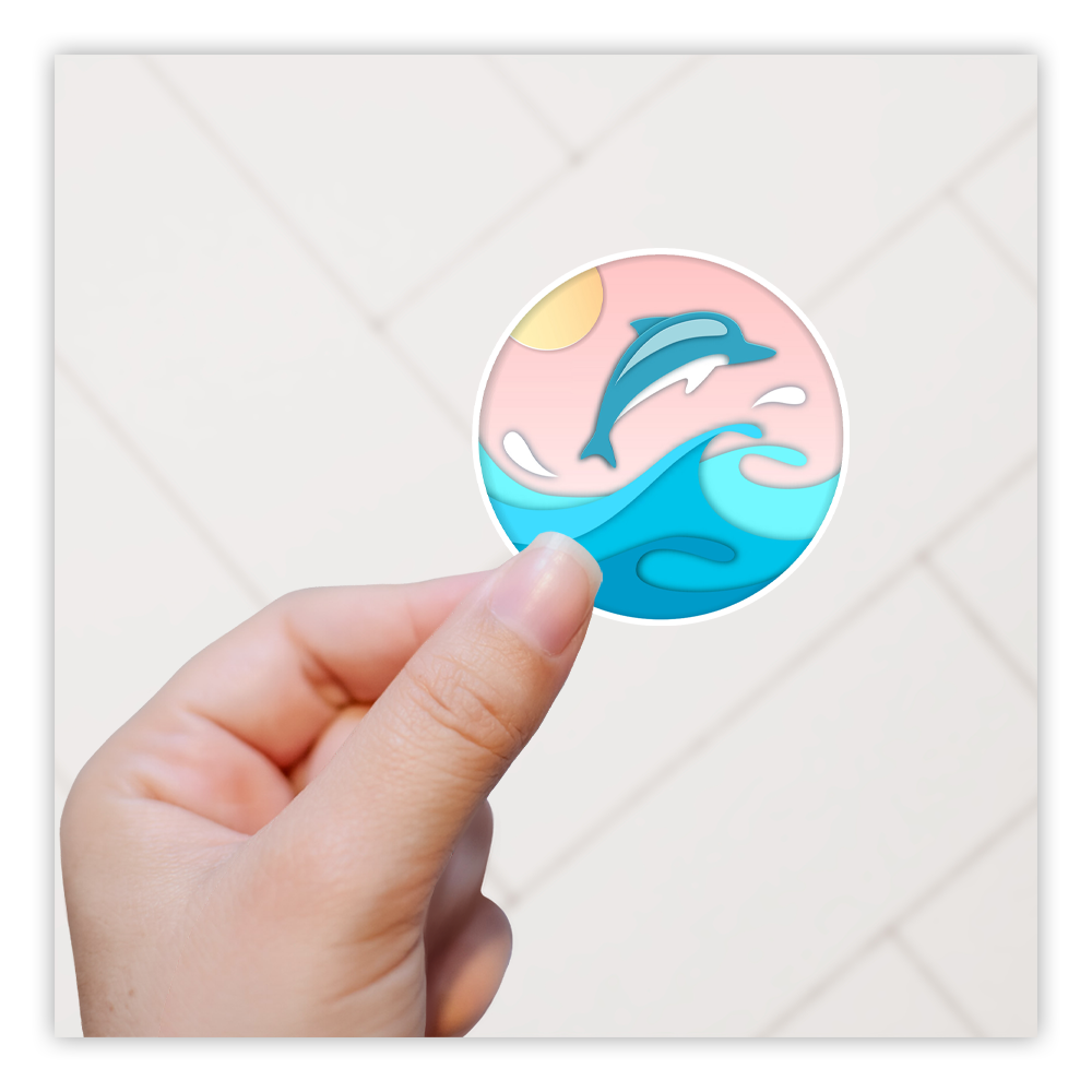 Paper Cut Dolphin Jumping Die Cut Sticker (2084)