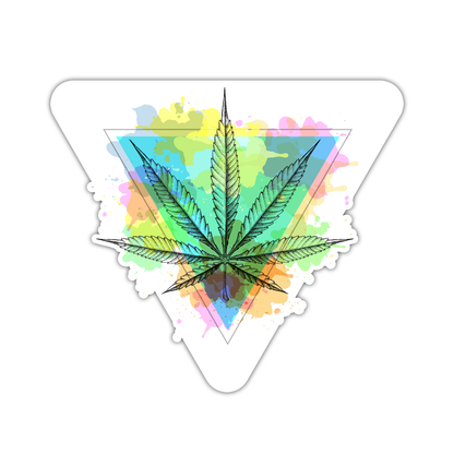 Colorful Watercolor Marijuana Leaf Die Cut Sticker (2086)