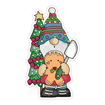 Christmas Gnome Die Cut Sticker (210)