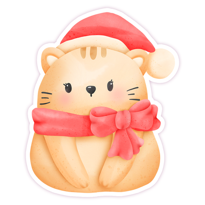 Christmas Cat Santa Die Cut Sticker (213)