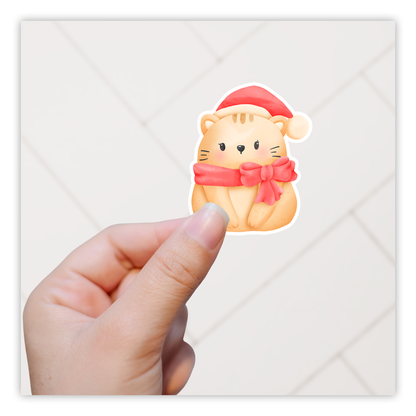 Christmas Cat Santa Die Cut Sticker (213)