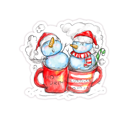 Christmas Snowmen Hot Coco Die Cut Sticker (214)