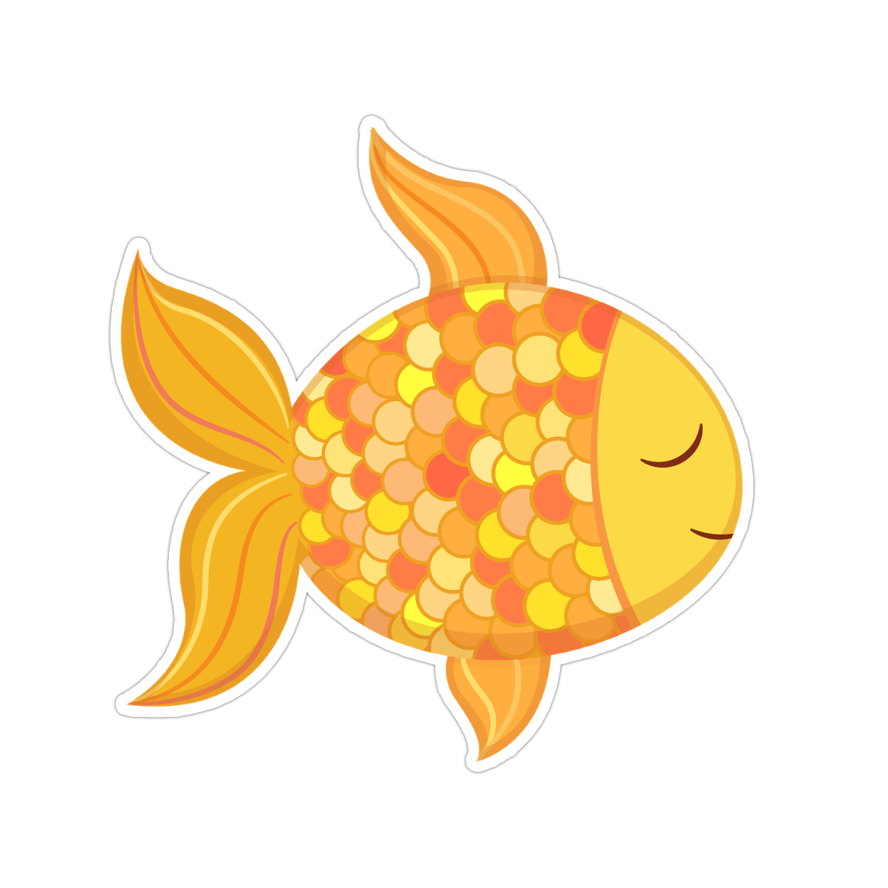 Glittery Cartoon Goldfish Die Cut Sticker (2200)