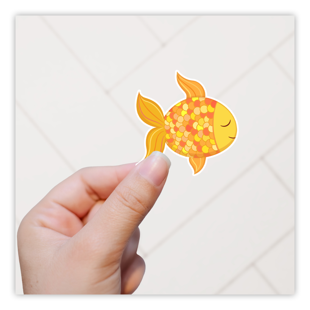 Glittery Cartoon Goldfish Die Cut Sticker (2200)