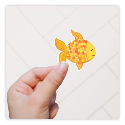 Glittery Cartoon Goldfish Die Cut Sticker (2200)