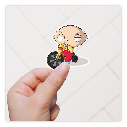 Family Guy Stewie On Big Wheel Die Cut Sticker (2210)