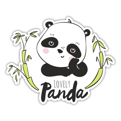 Cartoon Panda Bear with Bamboo Die Cut Sticker (2219)
