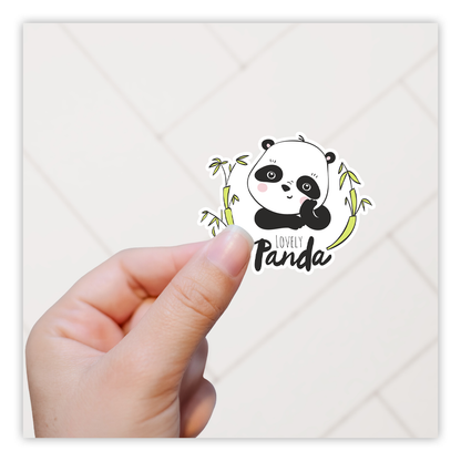 Cartoon Panda Bear with Bamboo Die Cut Sticker (2219)