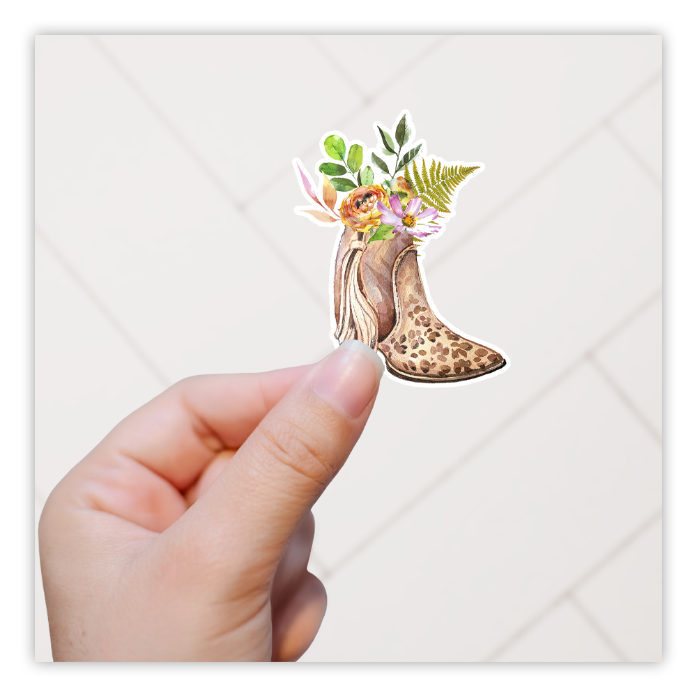 Boho Cowboy Boot Flowers Die Cut Sticker (2231)