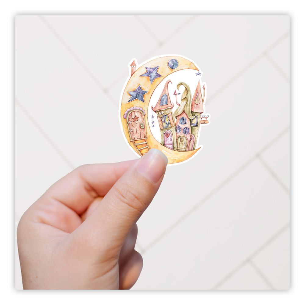 Fantasy House Crescent Moon Die Cut Sticker (2232)