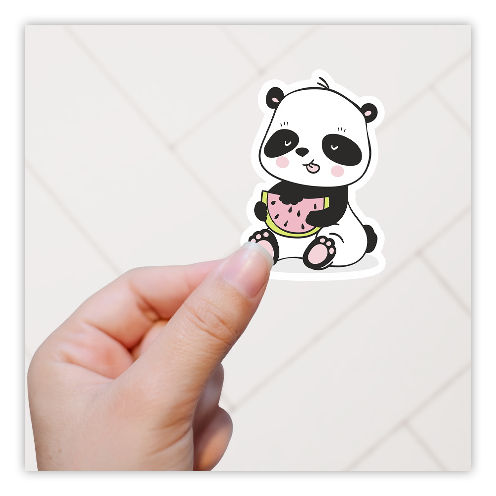Cartoon Panda Bear with Watermelon Die Cut Sticker (2233)