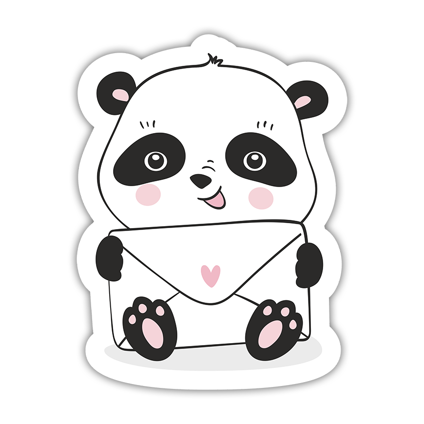 Cartoon Panda Bear with Envelope Die Cut Sticker (2243)
