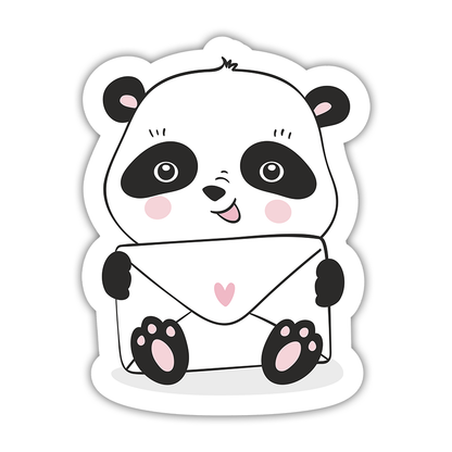 Cartoon Panda Bear with Envelope Die Cut Sticker (2243)