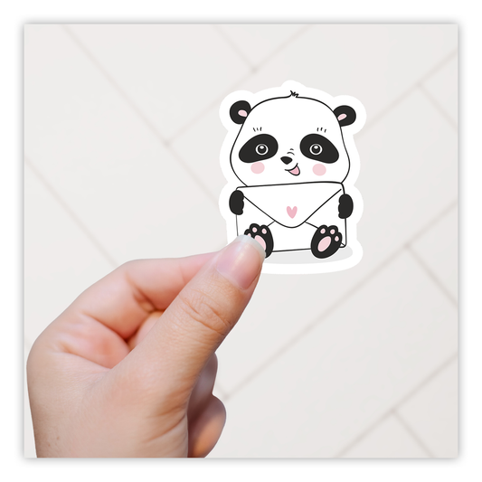 Cartoon Panda Bear with Envelope Die Cut Sticker (2243)