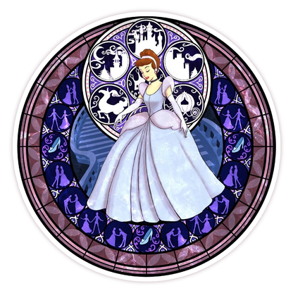 Cinderella Disney Princess Stained Glass Die Cut Sticker (226)