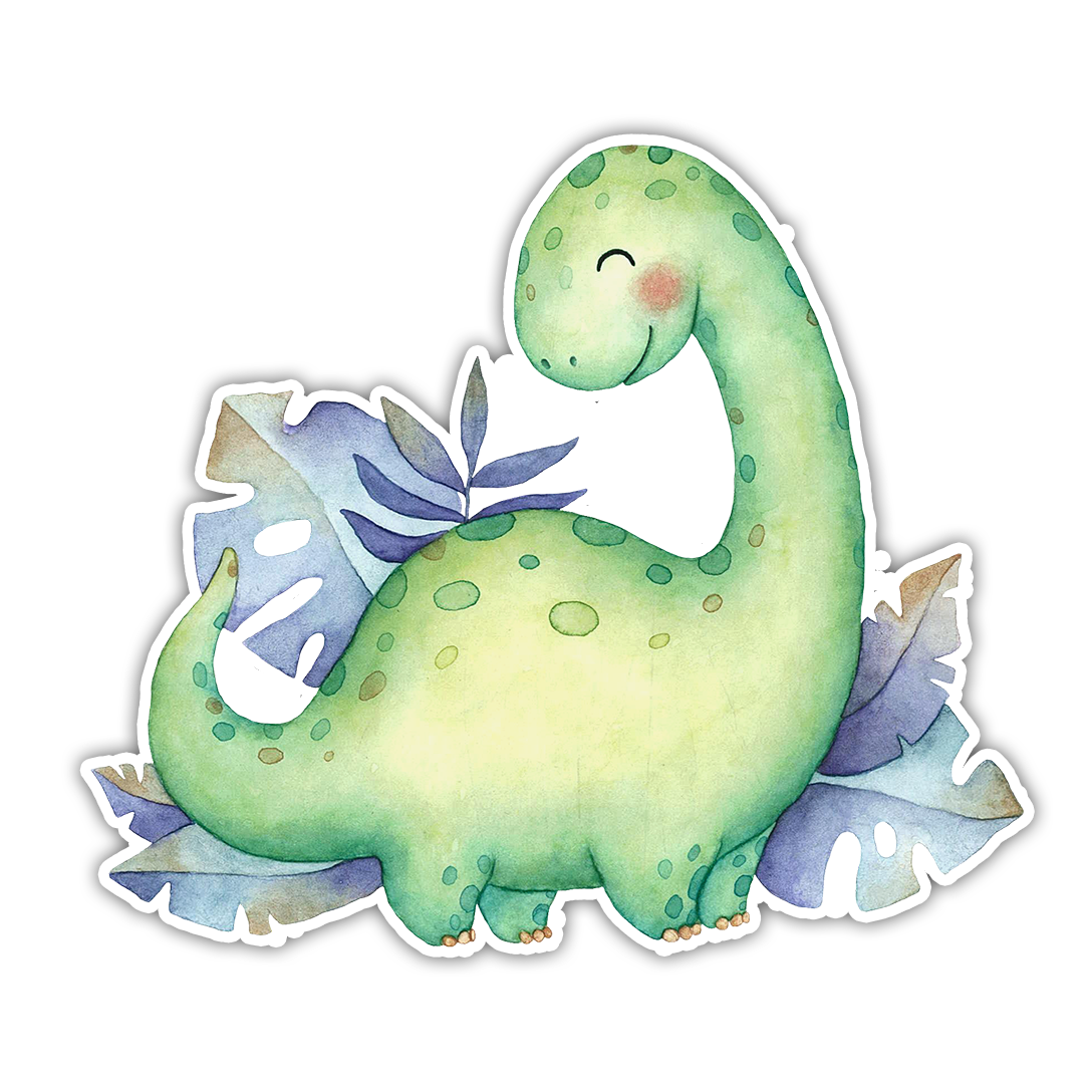 Watercolor Brontosaurus Dinosaur Die Cut Sticker (2282)