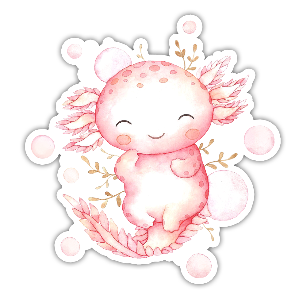 Cute Watercolor Axolotl Die Cut Sticker (2283)