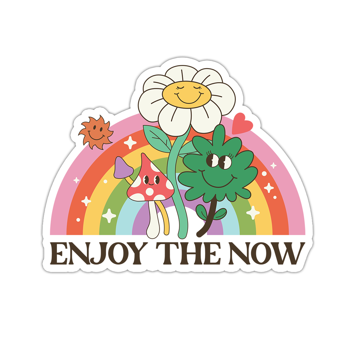 Y2K Enjoy The Now Rainbow Flowers Die Cut Sticker (2293)