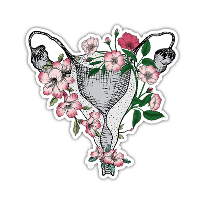 Boho Uterus Flowers Die Cut Sticker (2294)