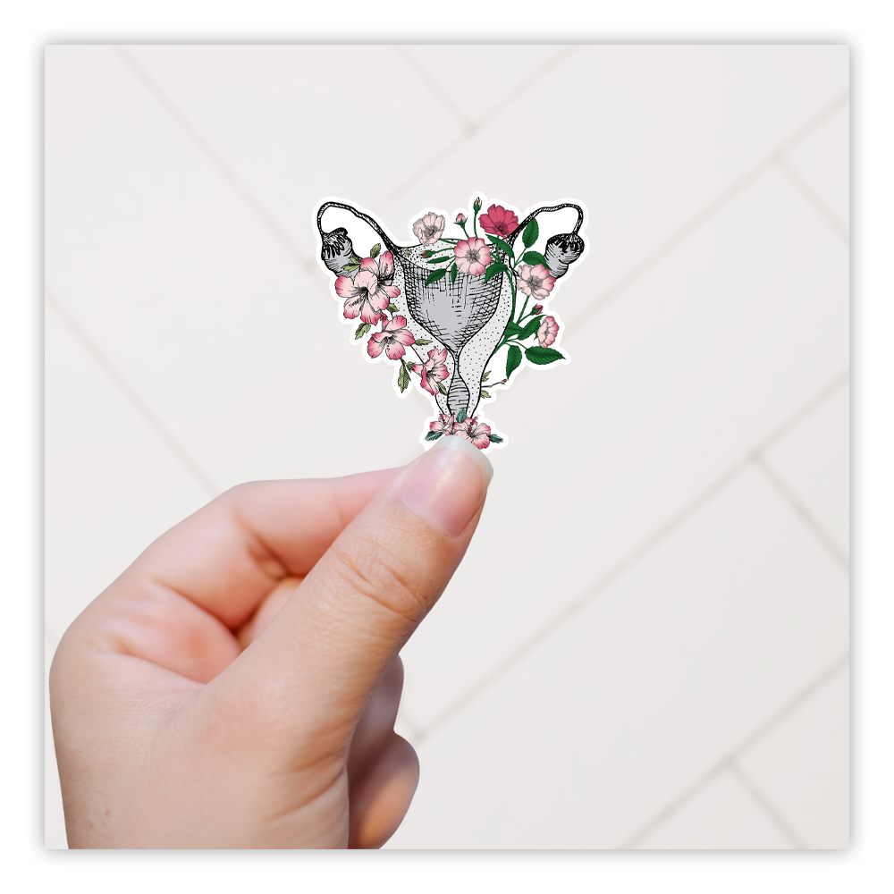 Boho Uterus Flowers Die Cut Sticker (2294)