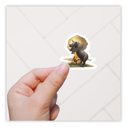 Guitarist Rhino Mushroom Cloud Die Cut Sticker (2385)