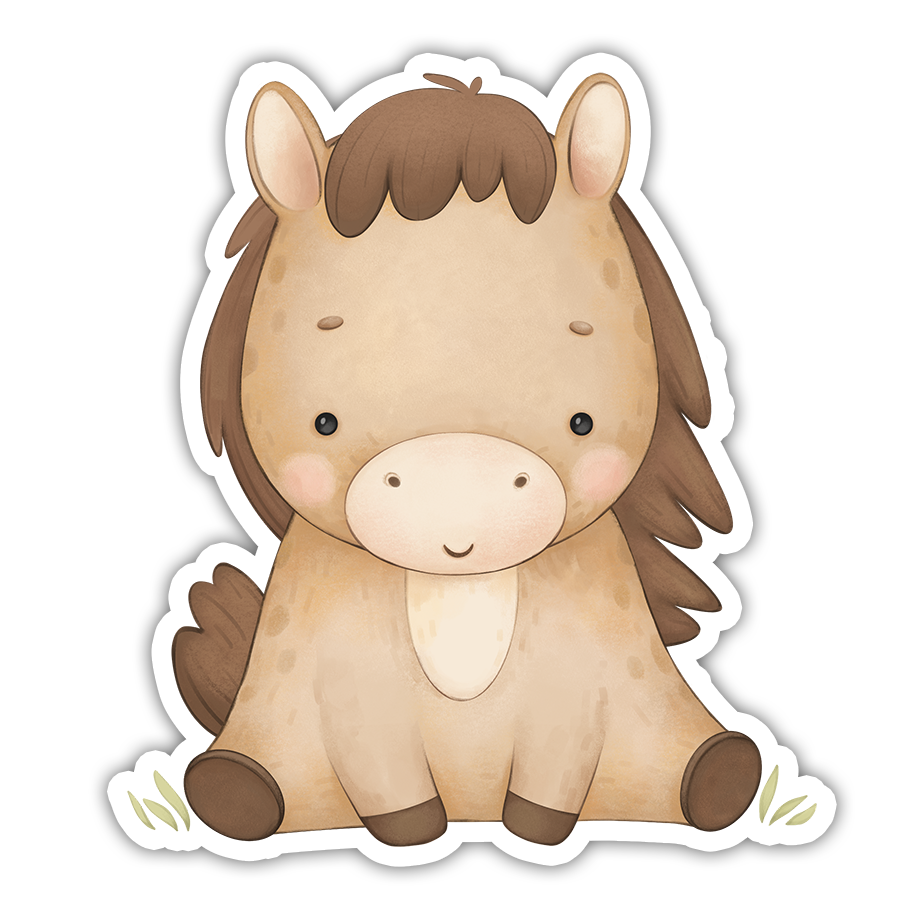 Sitting Horse Die Cut Sticker (2394)