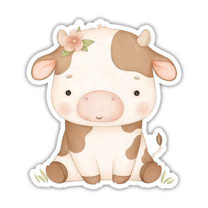 Sitting Cow Die Cut Sticker (2399)