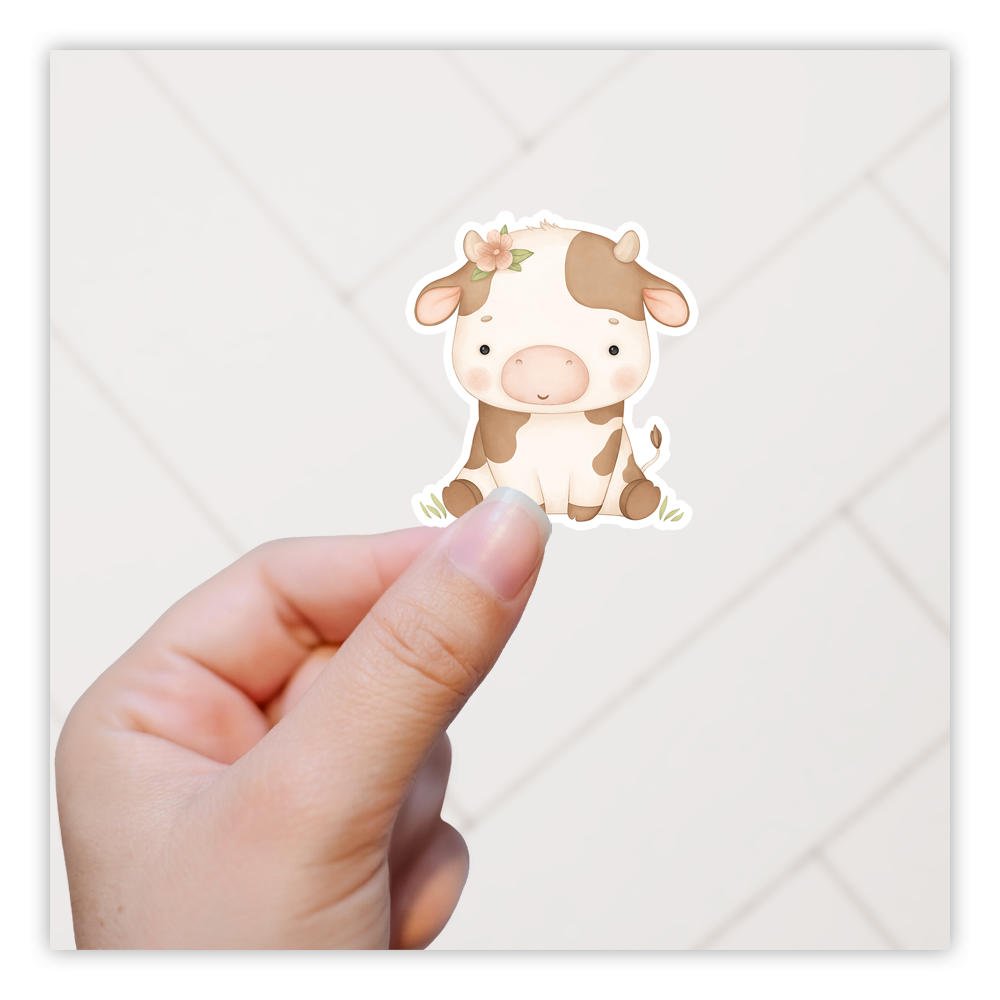 Sitting Cow Die Cut Sticker (2399)