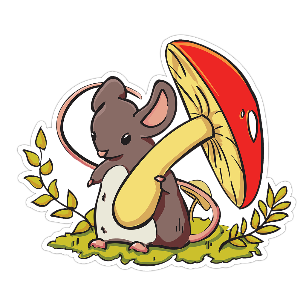 Boho Field Mouse with Mushroom Die Cut Sticker (2400)