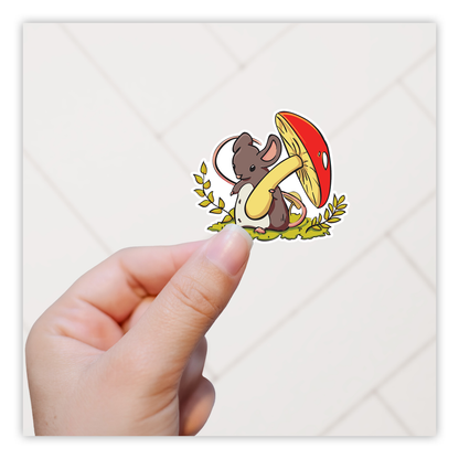Boho Field Mouse with Mushroom Die Cut Sticker (2400)