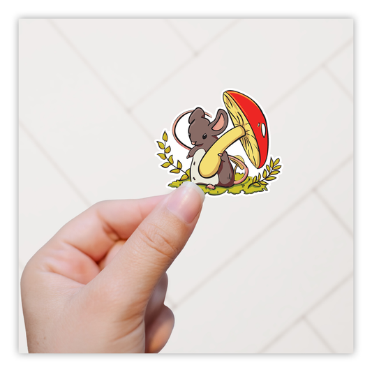 Boho Field Mouse with Mushroom Die Cut Sticker (2400)