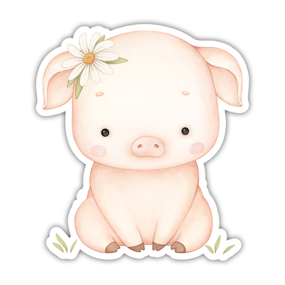 Sitting Pig Die Cut Sticker (2431)